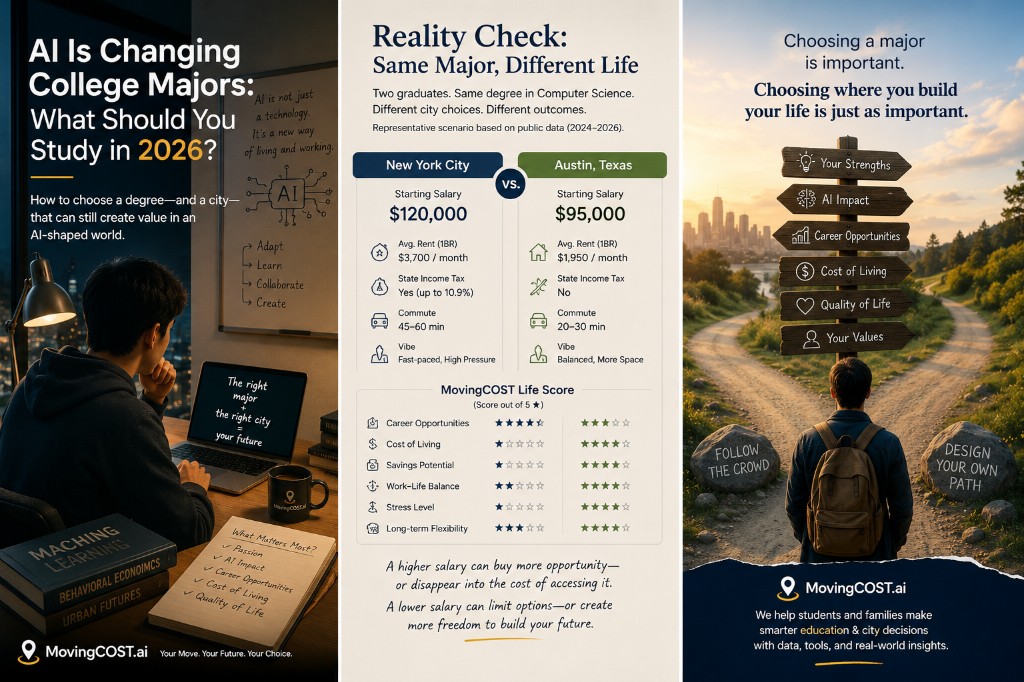 Representative comparison of two computer science graduates living and working in New York City and Austin