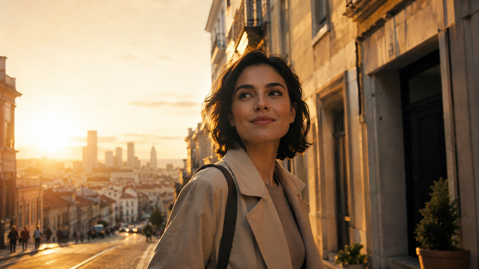 A before-and-after city fit scene showing the same person feeling drained in one city and renewed in another.